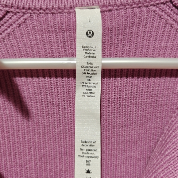 Lululemon Collared Merino Wool-Blend Sweater Dahlia Mauve Large - Picture 8 of 10